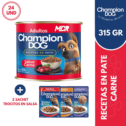 CHAMPION DOG RECETAS EN PATE LATAS CARNE 315GR- 24 UND