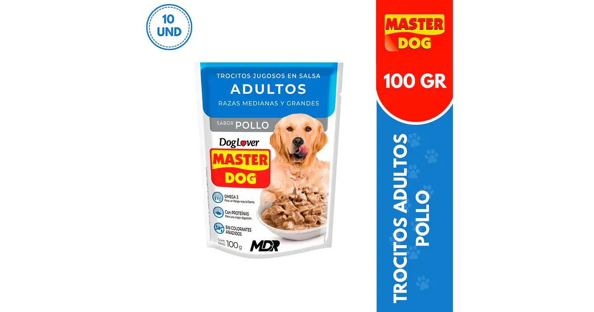 MASTER DOG SACHET ADULTO POLLO 100GR - 10 UND