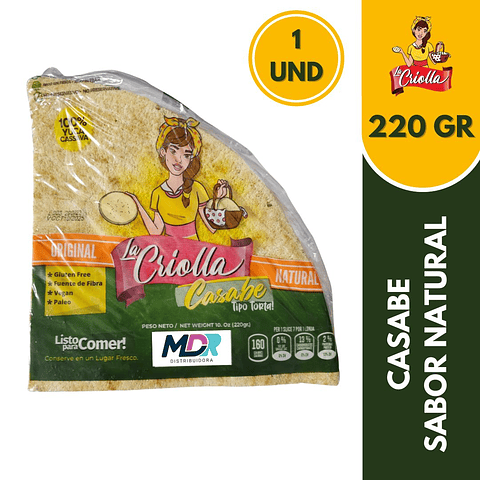 CASABE LA CRIOLLA 220 GR 100% YUKA