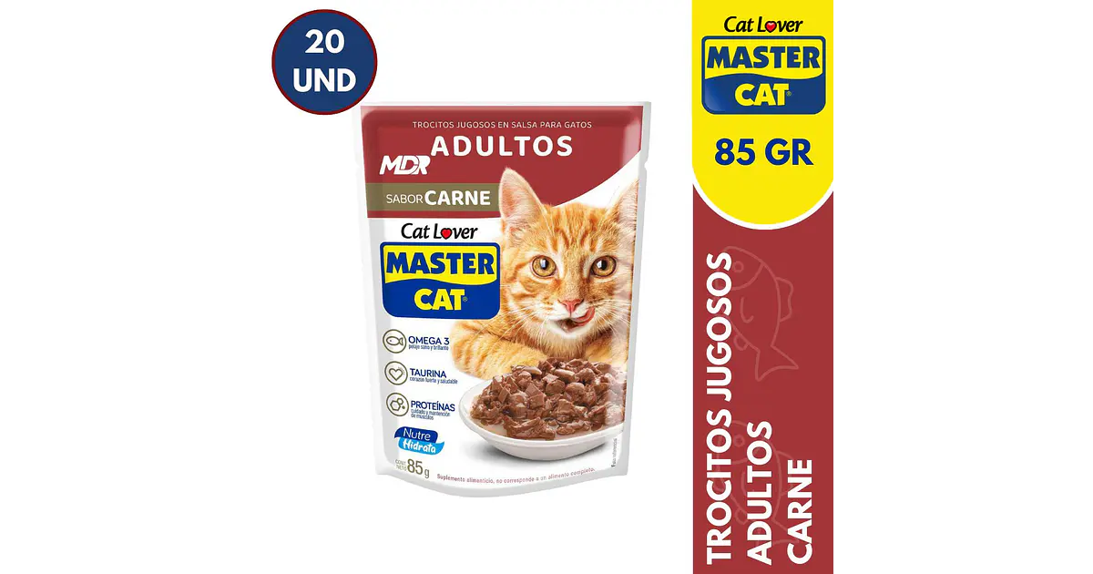 MASTER CAT SACHET ADULTO CARNE 85GR - 20 UND