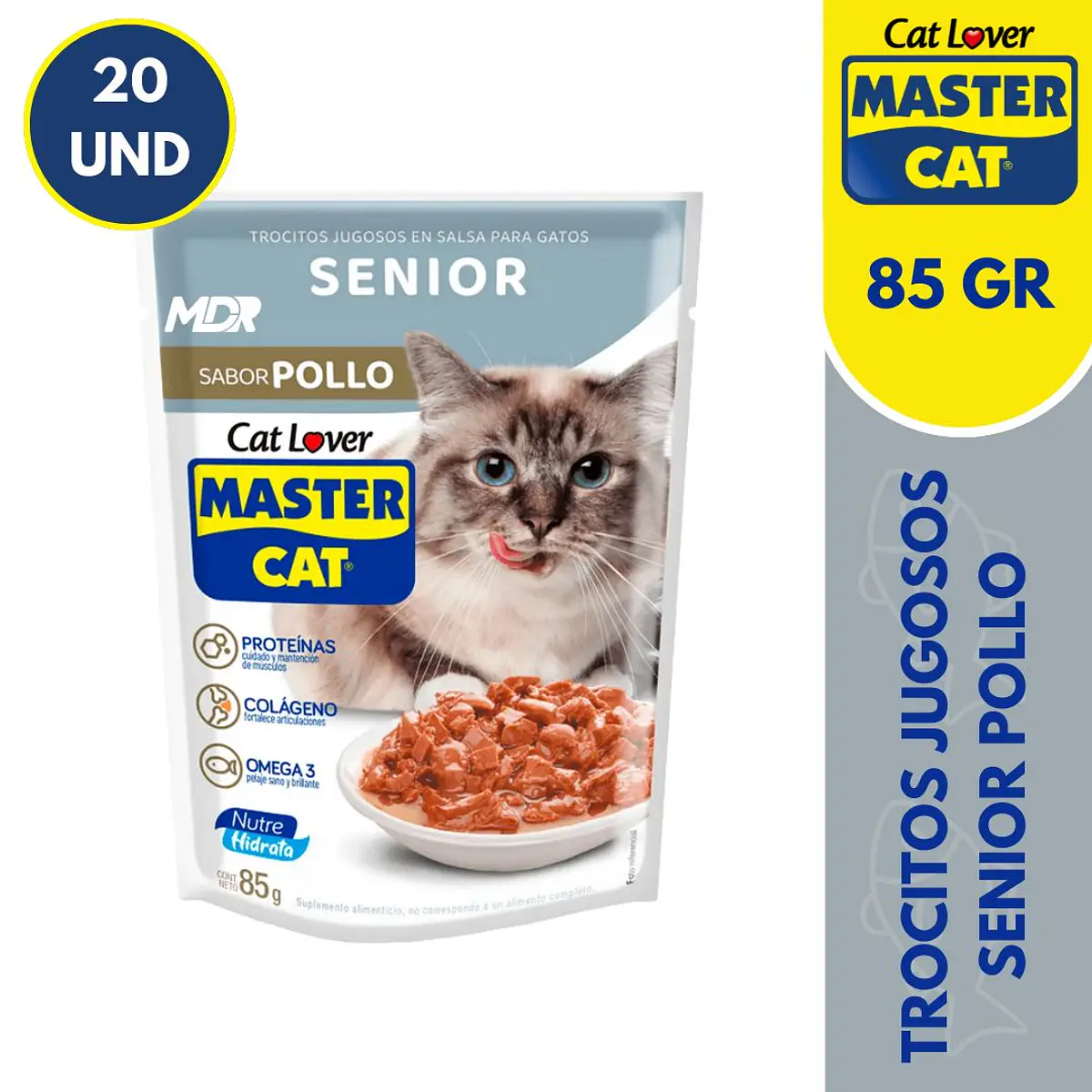 MASTER CAT SACHET SENIOR POLLO 85GR - 20 UND