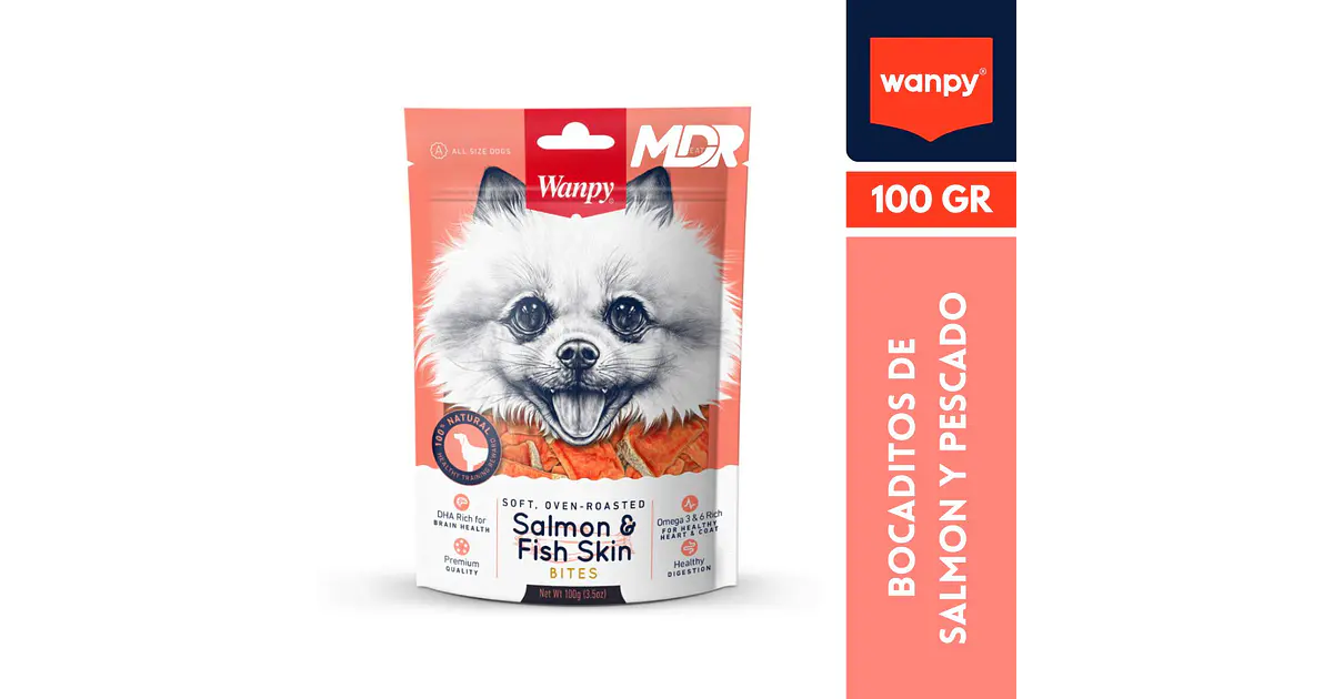 Wanpy Salmon & Fish Skin Bites 100Gr