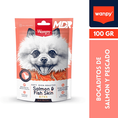 WANPY SALMON & FISH SKIN BITES 100GR