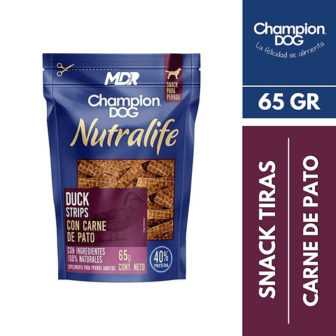CHAMPION DOG NUTRALIFE DUCK STRIPS 65GR