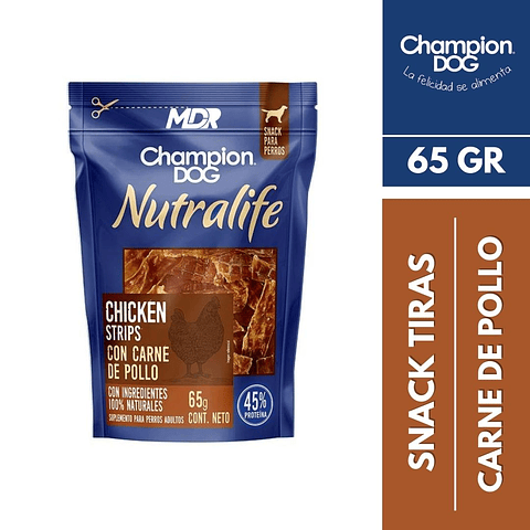 CHAMPION DOG NUTRALIFE CHICKEN STRIPS 65GR 