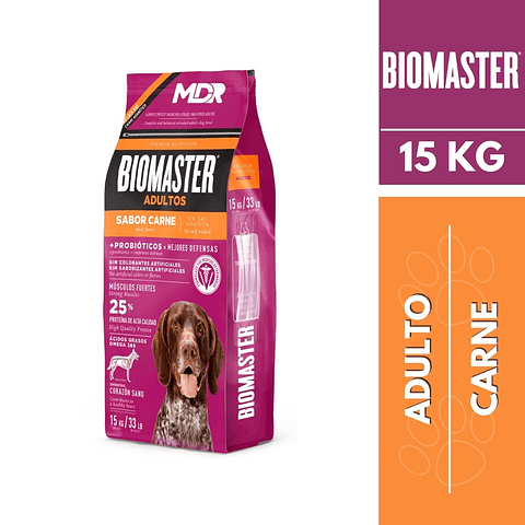 BIOMASTER ADULTO SABOR CARNE 15 KG
