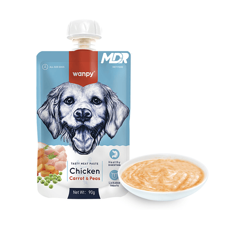 WANPY TASTY MEAT PASTE POLLO, ZANAHORIA Y GUISANTES 90GR