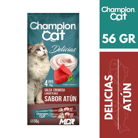 CHAMPION CAT DELICIAS CREMOSAS ATUN 56GR x24 UND
