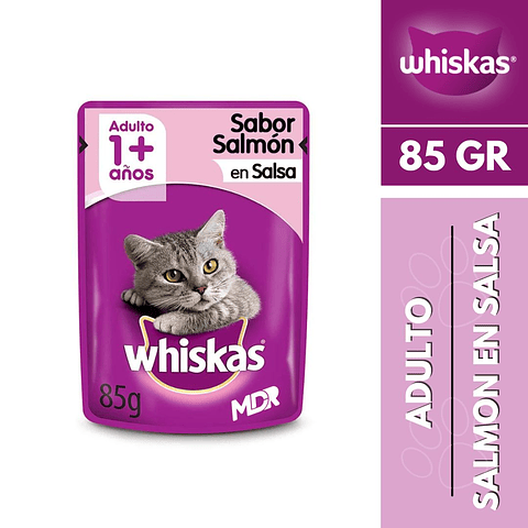 WHISKAS 1+ Adulto Sabor Salmon En Salsa Sachet 85gr x20 UND