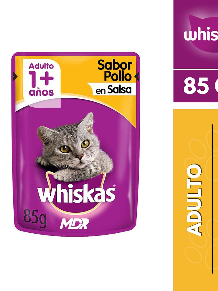 WHISKAS 1+ Adulto Sabor Pollo En Salsa En Sobre De 85gr 1