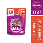 WHISKAS Gatitos Sabor Carne En Salsa sachet 85gr x20 UND 1