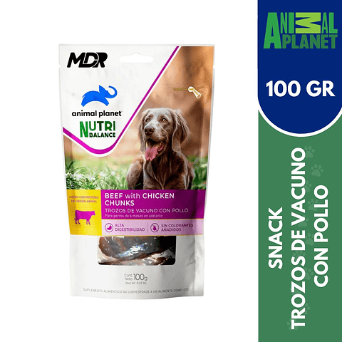 ANIMAL PLANET NB DOG SNACK TROZOS DE VACUNO CON POLLO 100 GR