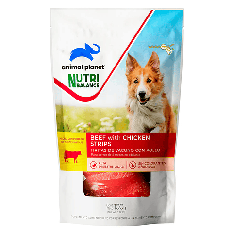 ANIMAL PLANET NB DOG SNACK TIRAS DE VACUNO CON POLLO 100 GR