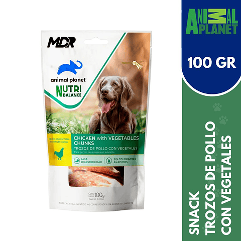ANIMAL PLANET NB DOG SNACK TROZOS DE POLLO CON VEGETALES 100 GR