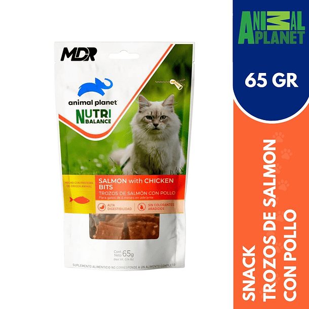 ANIMAL PLANET NB CAT SNACK TROZOS DE SALMON CON POLLO 65 GR