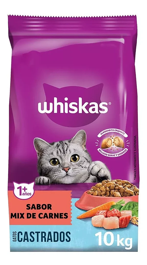 WHISKAS ADULTO CASTRADOS MIX CARNE 10KG