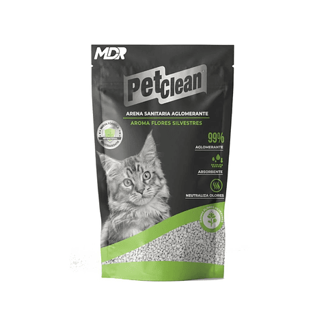 PET CLEAN ARENA SANITARIA AGLOMERANTE AROMA FLORES SILVESTRES 15kg