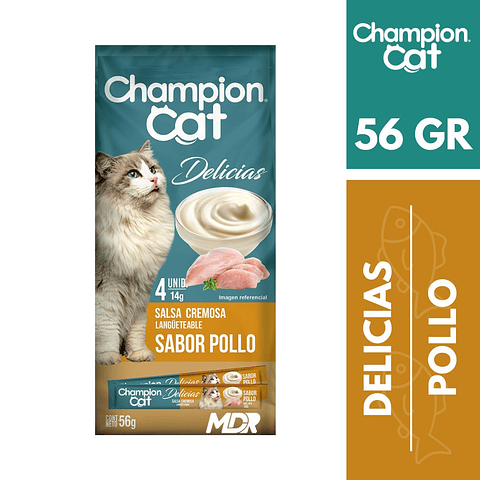 CHAMPION CAT DELICIAS CREMOSAS POLLO 56GR
