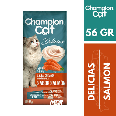 CHAMPION CAT DELICIAS CREMOSAS SALMON 56GR x24 UND