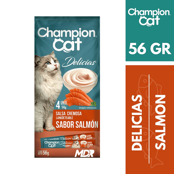 CHAMPION CAT DELICIAS CREMOSAS SALMON 56GR x24 UND