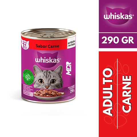 WHISKAS LATAS SABOR CARNE 290GR