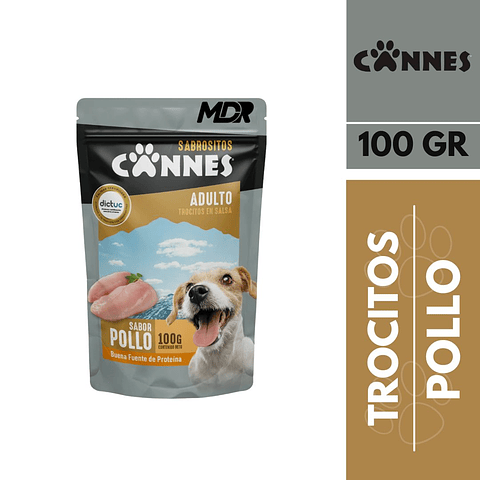 CANNES SACHET TROCITOS EN SALSA POLLO 100GR x12 UND