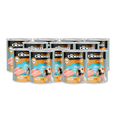 CANNES LATA TROCITOS JUGOSOS POLLO 375GR x12 UND