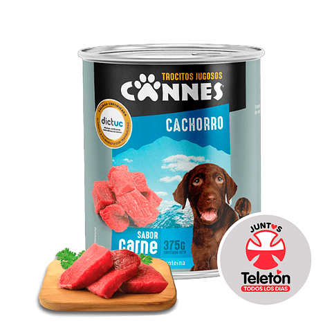 CANNES LATA TROCITOS JUGOSOS CACHORRO CARNE 375GR x3 UND