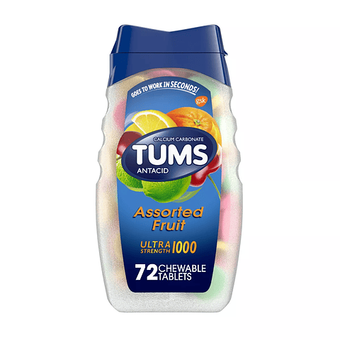 Tums Antiácido Concentración extra, Frutas surtidas 72 comprimidos masticables