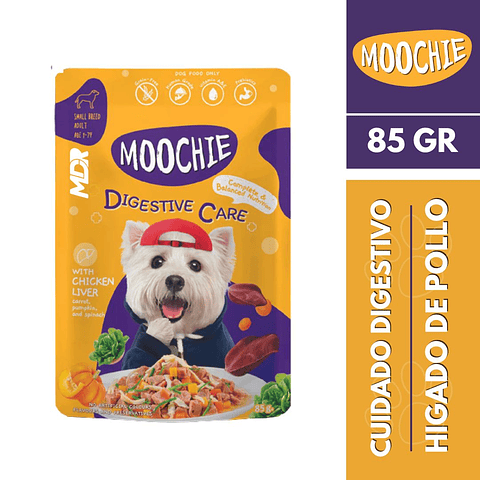 MOOCHIE SOBRE PERRO DIGESTIVE CARE HIGADO DE POLLO 85GR X12 UND 
