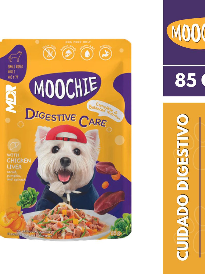 MOOCHIE SOBRE PERRO DIGESTIVE CARE HIGADO DE POLLO 85GR  1