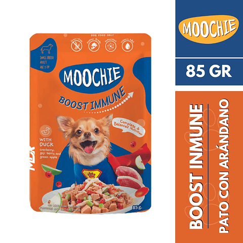 MOOCHIE SOBRE PERRO BOOST INMUNEL PATO 85GR X12 UND
