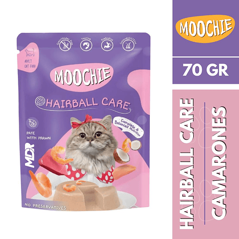 MOOCHIE SOBRE GATO HAIRBALL CARE CAMARON 70GR X12 UND