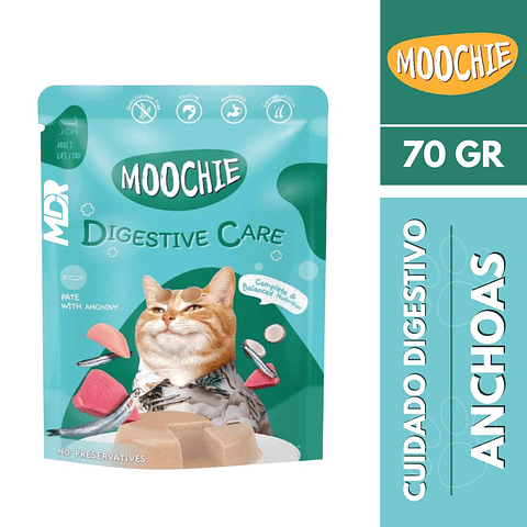 MOOCHIE SOBRE GATO DIGESTIVE CARE ANCHOAS 70GR X12 UND