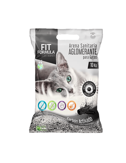 Fit Formula ARENA SANITARIA AGLOMERANTE CARBÓN ACTIVADO 20 Kg
