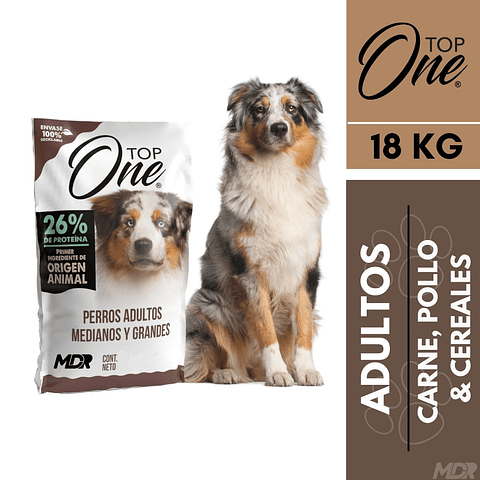 TOP ONE PERROS ADULTOS M&G POLLO 18 KG
