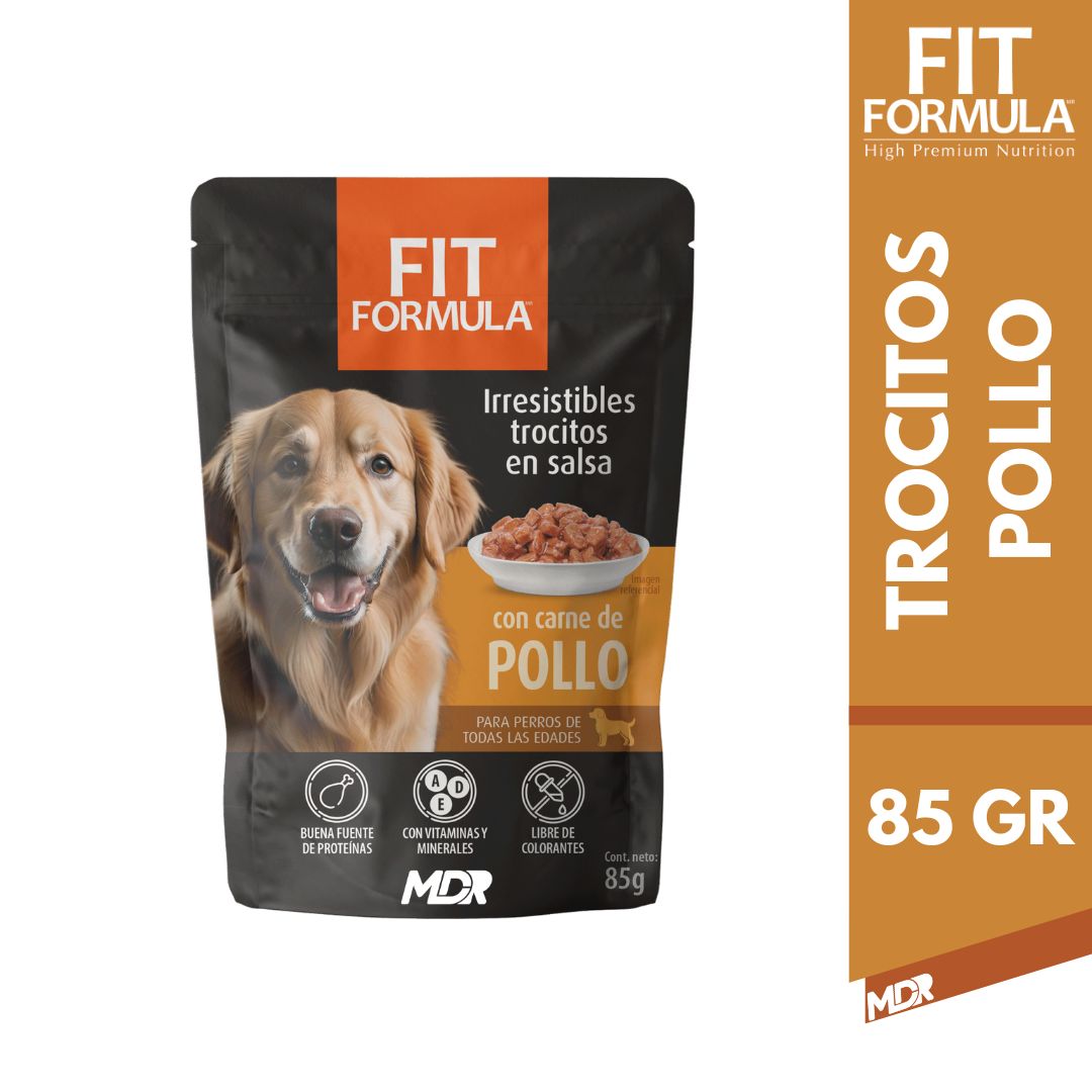 FIT FORMULA TROCITOS EN SALSA PERRO CARNE DE POLLO 85G X24 UND 1