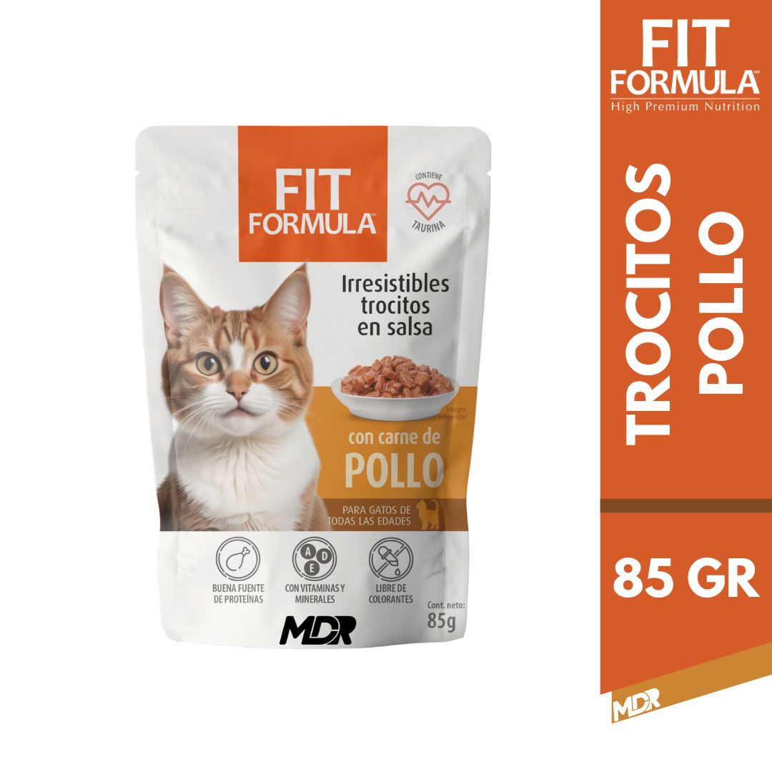 FIT FORMULA TROCITOS EN SALSA GATO CON POLLO 85GR X24 UND 1