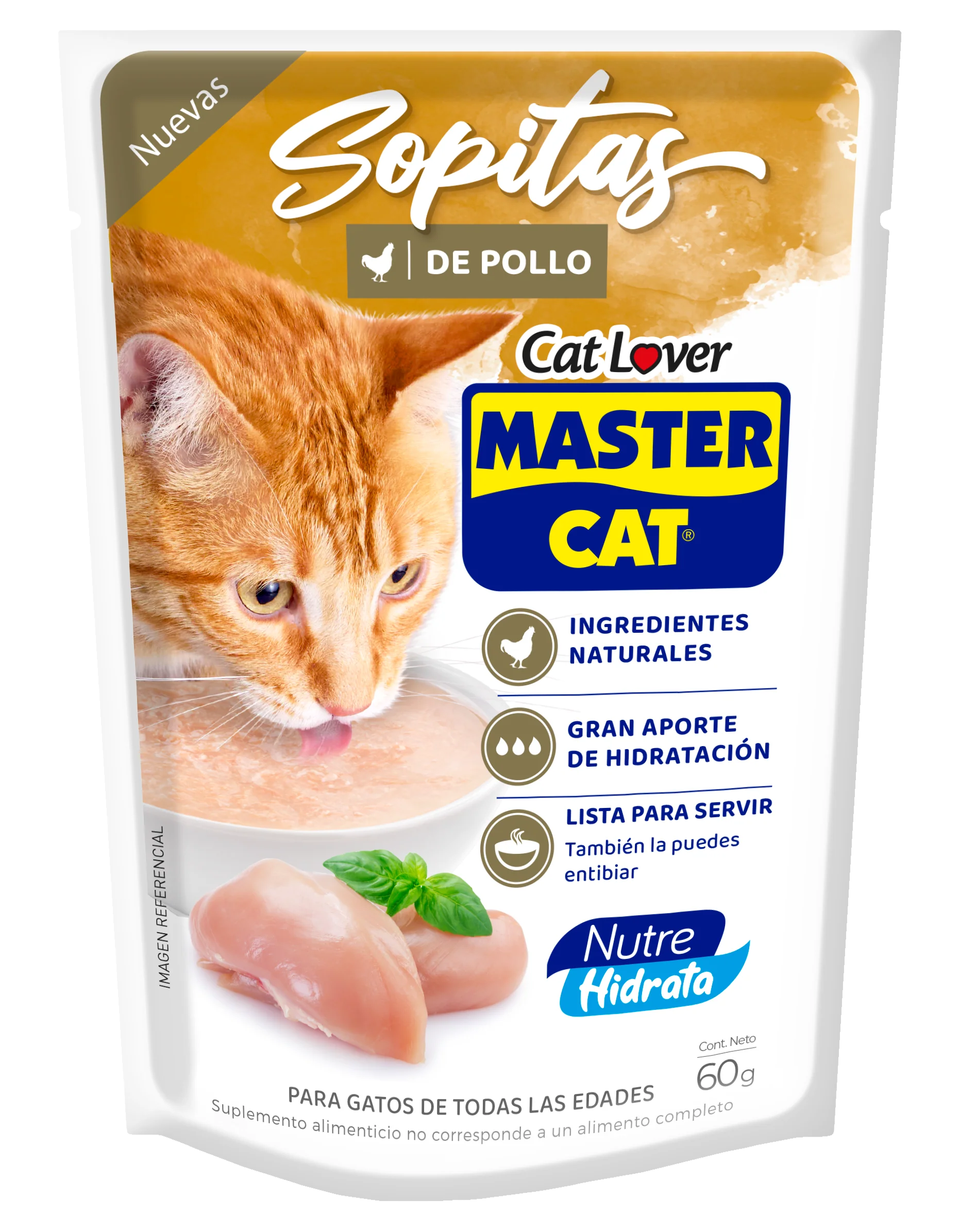 MASTER CAT SOPITAS SABOR POLLO 60GR x20 UND 1