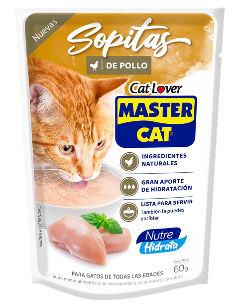 MASTER CAT SOPITAS SABOR POLLO 60GR x20 UND