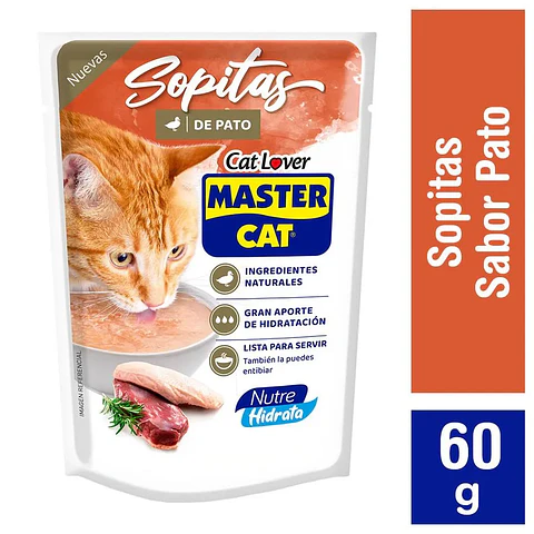 MASTER CAT SOPITAS SABOR PATO 60GR x20 UND