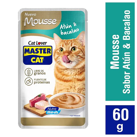 MASTER CAT MOUSSE ATUN Y BACALAO 60GR x20 UND