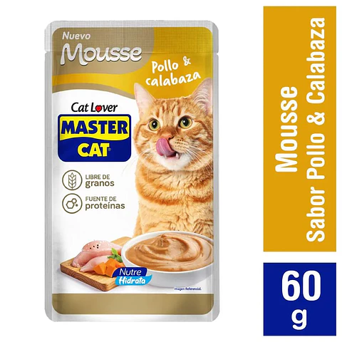 MASTER CAT MOUSSE POLLO Y CALABAZA 60GR x20 UND