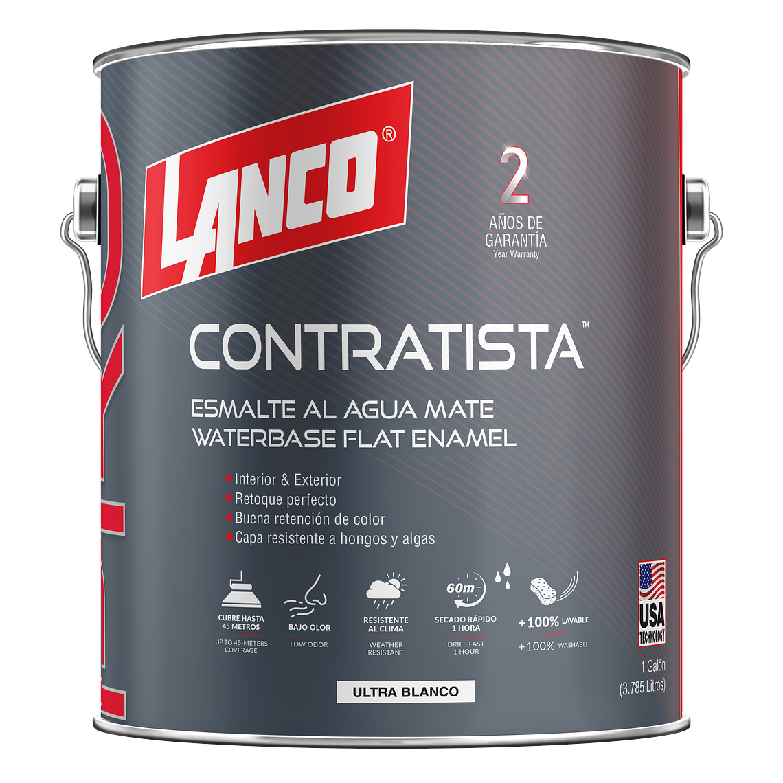 Lanco Esmalte Al Agua Pro Contratista Blanco 1