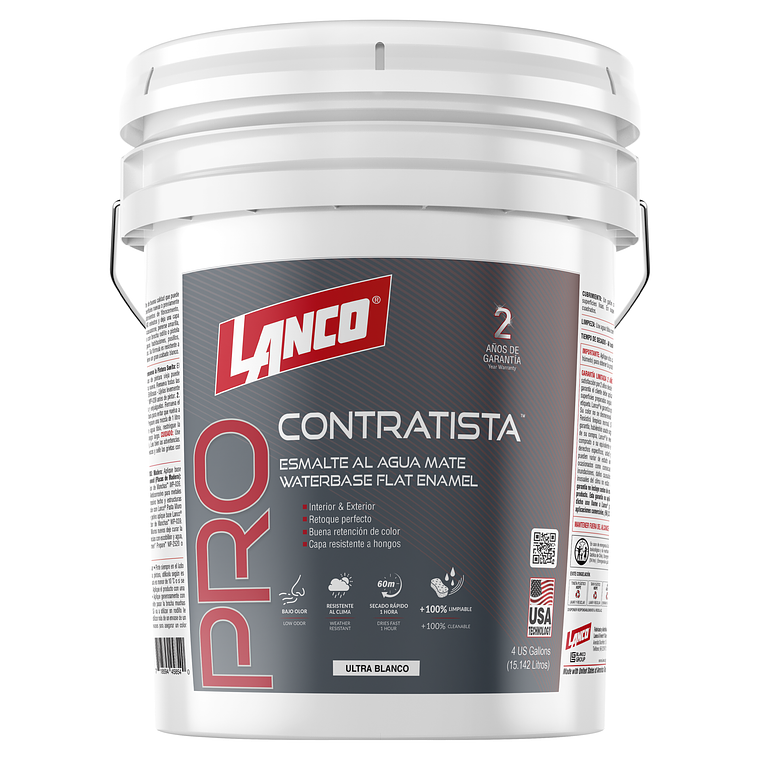 Lanco Esmalte Al Agua Pro Contratista Blanco 2