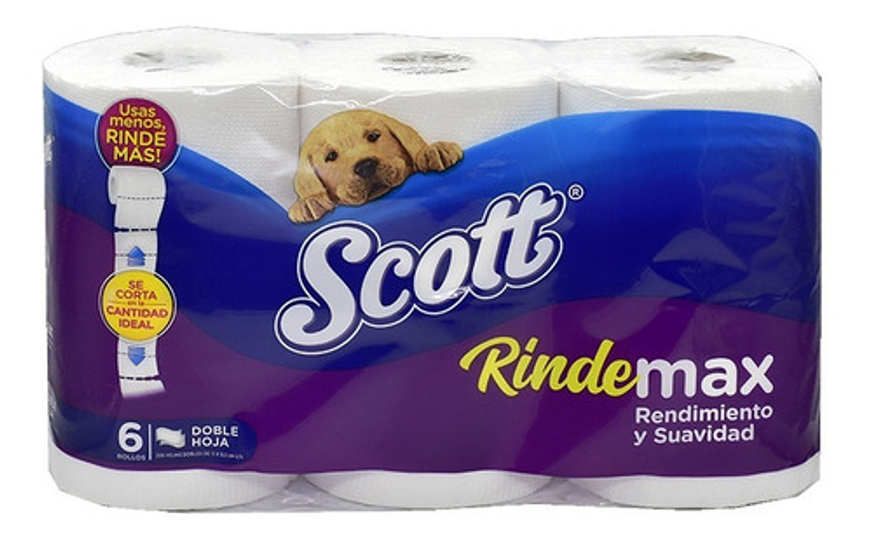 Papel Higiénico Scott Rindemax - Doble Hoja 6 Rollos Aprox 1