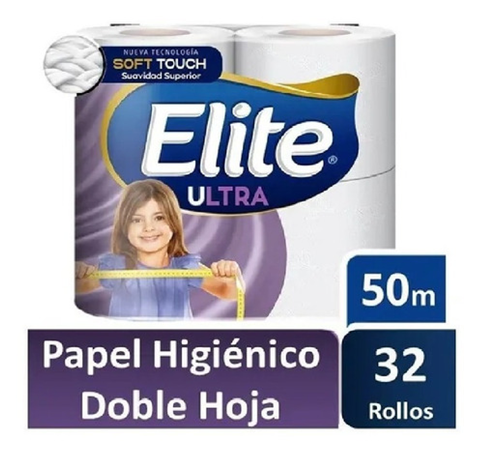 Papel Higiénico Elite 50 Mts Doble Hoja 32 Rollos Lv 1