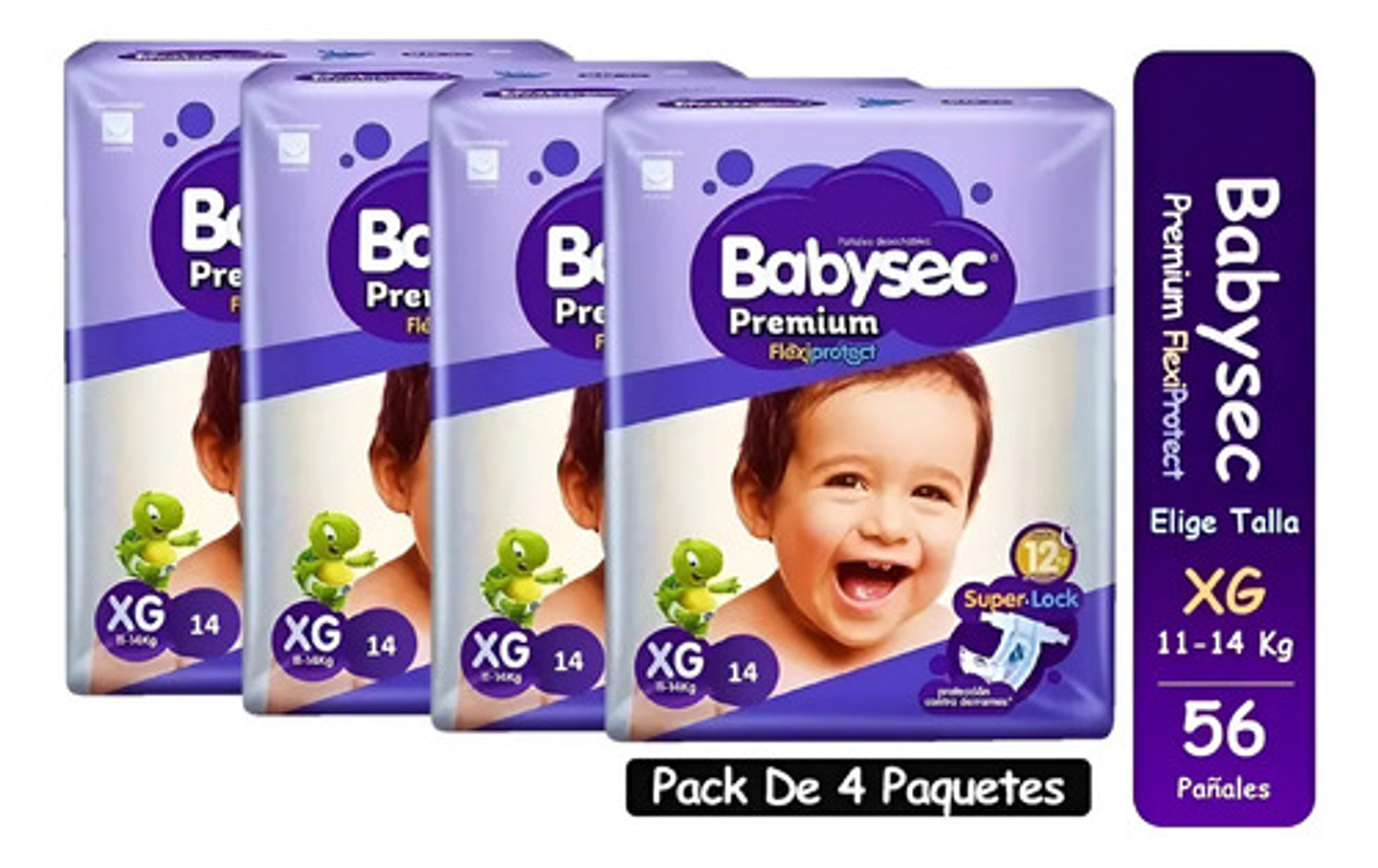 4pack Pañales Babysec Premium Tallas P M G Xg Xxg 1