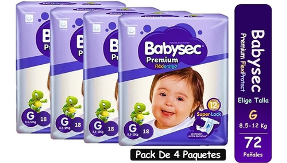 4pack Pañales Babysec Premium Tallas P M G Xg Xxg 8