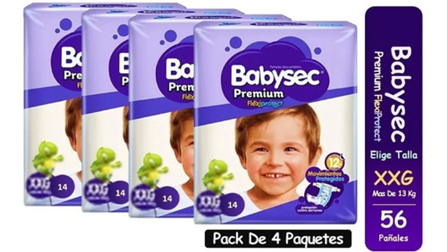 4pack Pañales Babysec Premium Tallas P M G Xg Xxg 11